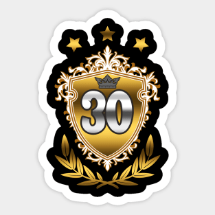 30th Birthday Vintage Emblem Royal Crown Gift Sticker